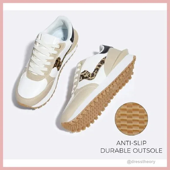 Women's Platform Sneakers with Memory Foam, Slip-Resistant, Size 8.5